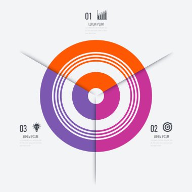 Infographics Şablon 3 daire seçenekleriyle