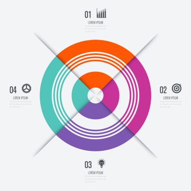 Infographics Şablon 4 daire seçenekleriyle