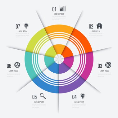 Infographics Şablon 7 daire seçenekleriyle