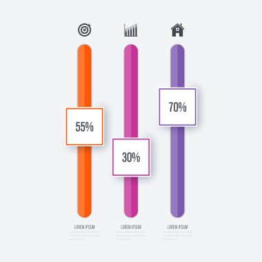 Kare ile iş infographics Şablon 3 merdiven