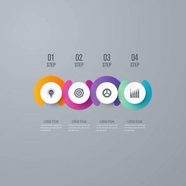 Infographics Şablon 4 daire seçenekleriyle