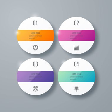 Infographics Şablon 4 daire seçenekleriyle