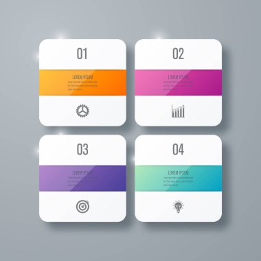 İş infographics Şablon 4 adımları kare