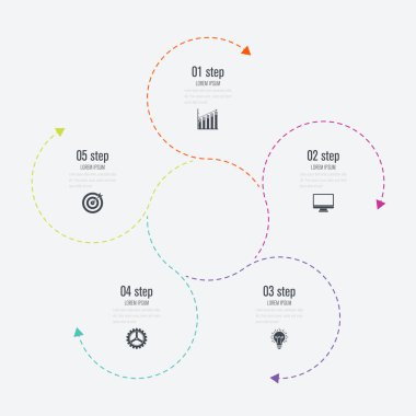 Infographics Şablon 5 daire seçenekleriyle