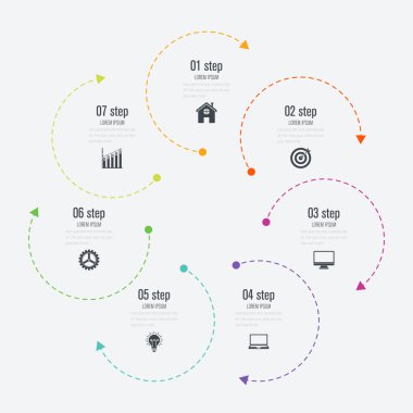 Infographics Şablon 7 daire seçenekleriyle