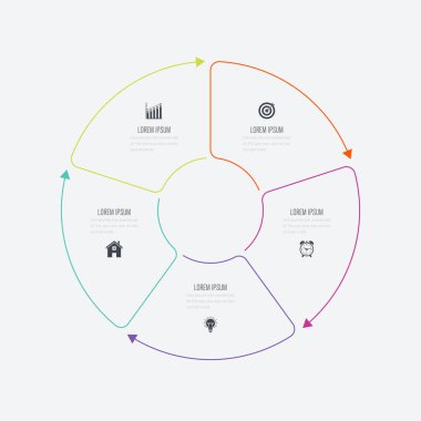 Infographics Şablon 5 daire seçenekleriyle