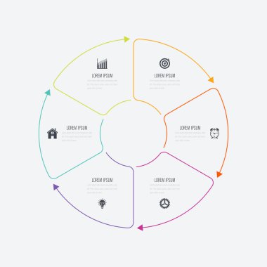 Infographics Şablon 6 daire seçenekleriyle