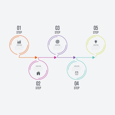 Infographics Şablon 5 daire seçenekleriyle