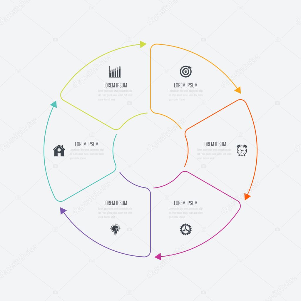 Infographics template 6 options with circle