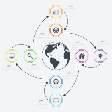 Vektör çizim infographics 8 seçenekleri