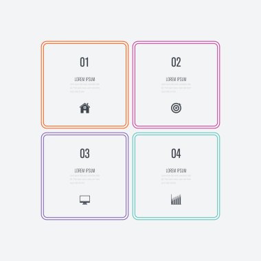 İş infographics Şablon 4 adımları kare