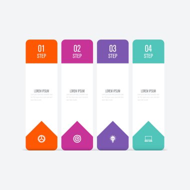 İş infographics Şablon 4 adımları kare