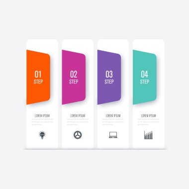 İş infographics Şablon 4 adımları kare