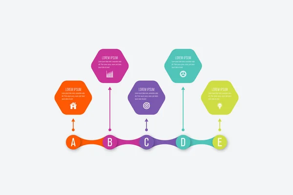 Plantilla de infografía de negocios con 5 pasos — Vector de stock