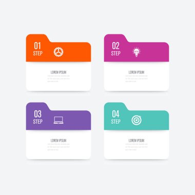 İş infographics Şablon 4 adımları kare