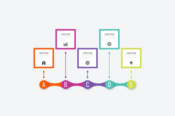 Illustrazione vettoriale infografica 5 opzioni — Vettoriale Stock