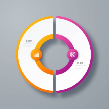 Infographics Şablon 2 daire seçenekleriyle