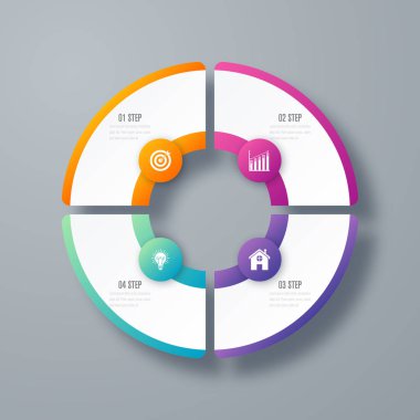 Infographics Şablon 4 daire seçenekleriyle