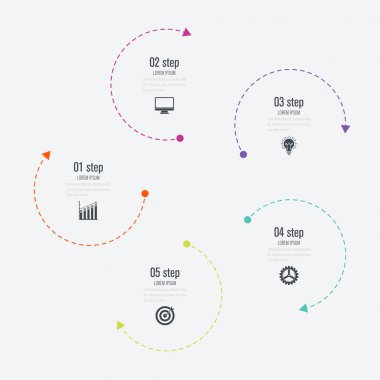 Infographics Şablon 5 daire seçenekleriyle