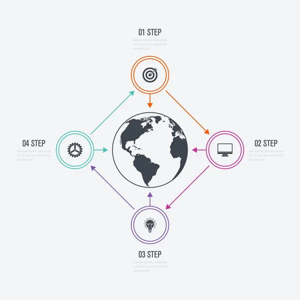 Infografías de ilustración vectorial 4 opciones — Vector de stock