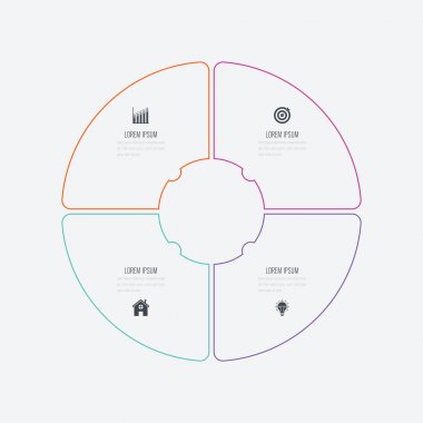 Infographics Şablon 4 daire seçenekleriyle