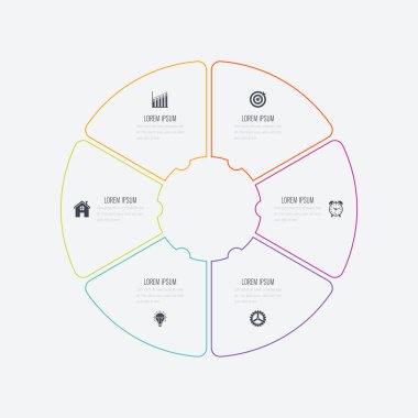 Infographics Şablon 6 daire seçenekleriyle