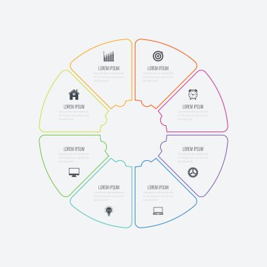 Infographics Şablon 8 daire seçenekleriyle