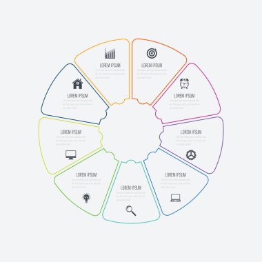 Infographics Şablon 9 daire seçenekleriyle