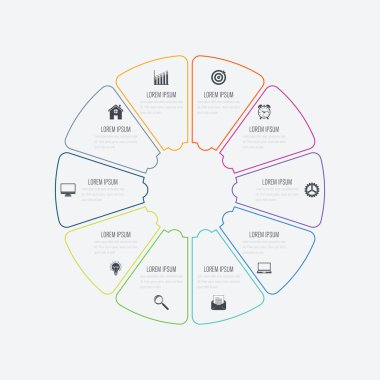 Infographics şablonu 10 daire seçenekleriyle