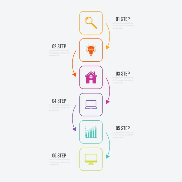 Vektor Illustration Infografik 6 Optionen — Stockvektor