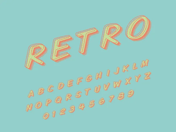 Retro betűtípus és ábécé. Stock vektorgrafikus szemléltetése — Stock Vector