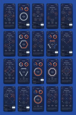 İş broşürleri için modern bilgi vektör unsurları. Web sitesinde, şirket broşürlerinde, reklamlarda ve pazarlamada kullanın. Pasta grafikleri, çizgi grafikleri, çubuk grafikleri ve zaman çizgileri.