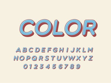Moda logosu Retro Bar. 3d Renkli Yazıtipi