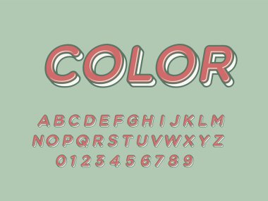 Moda logosu Retro Bar. 3d Renkli Yazıtipi