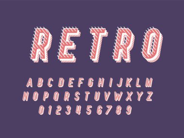 Moda logosu Retro Bar. 3d Renkli Yazıtipi