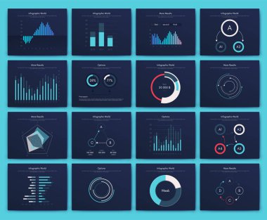 Büyük bir bilgi işleme elementleri seti. EPS10. Stok vektörü