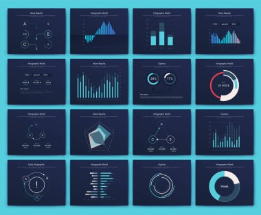 Büyük bir bilgi işleme elementleri seti. EPS10. Stok vektörü