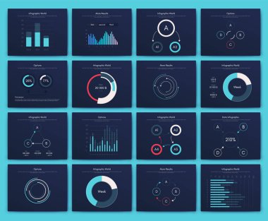 Büyük bir bilgi işleme elementleri seti. EPS10. Stok vektörü