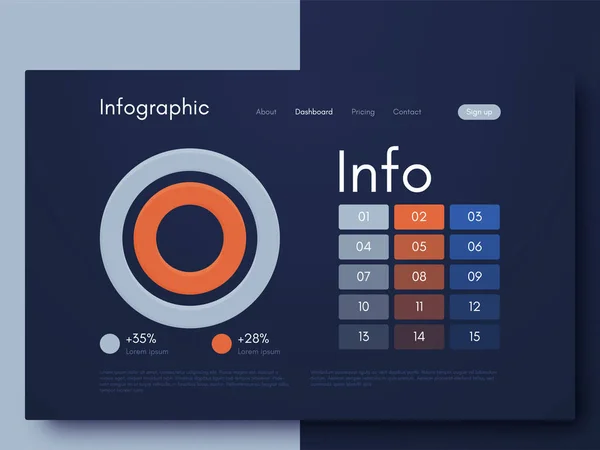 Infográficos gráficos vetoriais. Modelo para criação de aplicativos móveis, layout de fluxo de trabalho, diagrama, banner, web design, relatórios de infográficos de negócios — Vetor de Stock