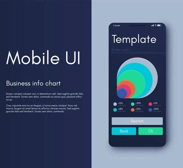 Interfaccia dell'applicazione mobile. Ui design, illustrazione vettoriale — Vettoriale Stock