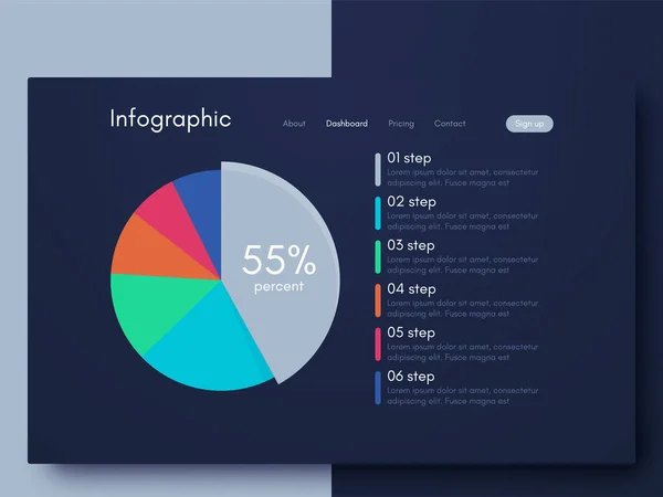 Infographie vectorielle graphique. Modèle pour créer des applications mobiles, mise en page de flux de travail, diagramme, bannière, conception Web, rapports d'infographie d'entreprise — Image vectorielle