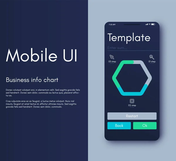 Interface de aplicação móvel. Ui design, ilustração vetorial — Vetor de Stock