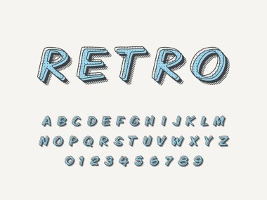 Moda logosu Retro Bar. 3d Renkli Yazıtipi