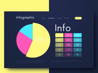 Vektör grafik bilgi grafikleri. Mobil uygulamalar, iş akışı düzeni, diyagram, pankart, web tasarımı, iş bilgileri oluşturma şablonu. Stok vektörü