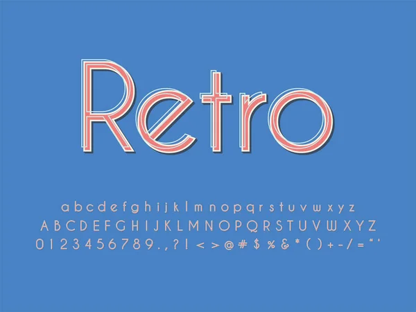 流行のトレンディなロゴタイプのレトロバー カラフルなフォント ヴィンテージスタイルの明るいアルファベット文字 数字と記号 — ストックベクタ