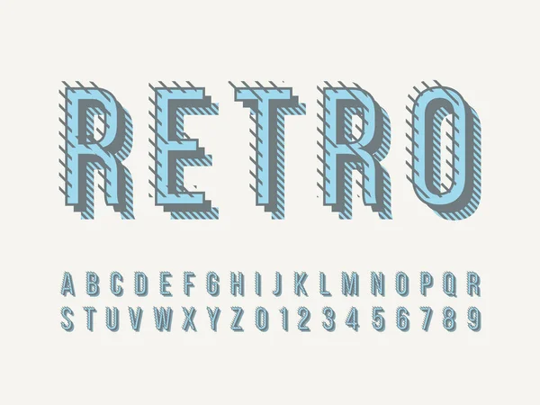 流行のトレンディなロゴタイプのレトロバー カラフルなフォント ヴィンテージスタイルの明るいアルファベット文字 数字と記号 — ストックベクタ