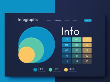 Vektör grafik bilgi grafikleri. Mobil uygulamalar, iş akışı düzeni, diyagram, pankart, web tasarımı, iş bilgileri oluşturma şablonu. Stok vektörü