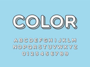 Şık trendy logo Retro Bar. 3D renkli yazı. Vintage tarzı parlak alfabe harfler, sayılar ve semboller