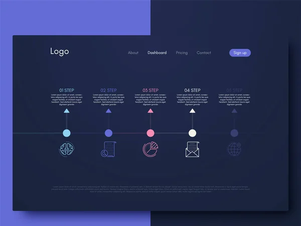 Infográficos Gráficos Vetoriais Modelo Para Criação Aplicativos Móveis Layout Fluxo — Vetor de Stock