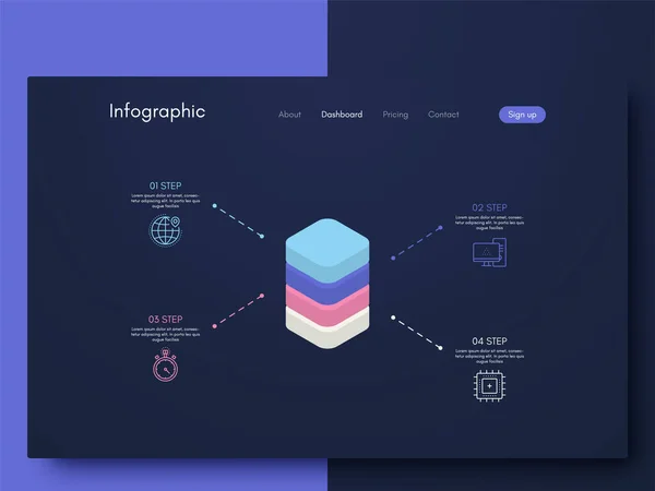 Infográficos Gráficos Vetoriais Modelo Para Criação Aplicativos Móveis Layout Fluxo — Vetor de Stock